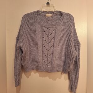 Altar'd State Charlie Cropped Cable‎ Knit Sweater Women's Small Light Blue